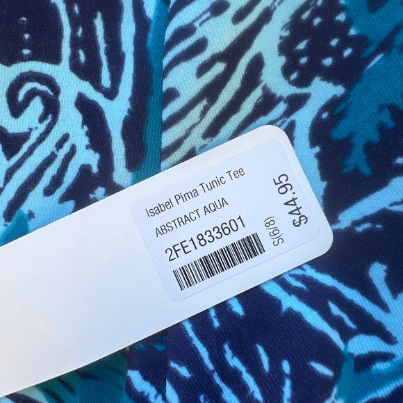 NWT Soft Surroundings Isabel Pima Tunic Tee Abstract Aqua Blue Small - Picture 4 of 9